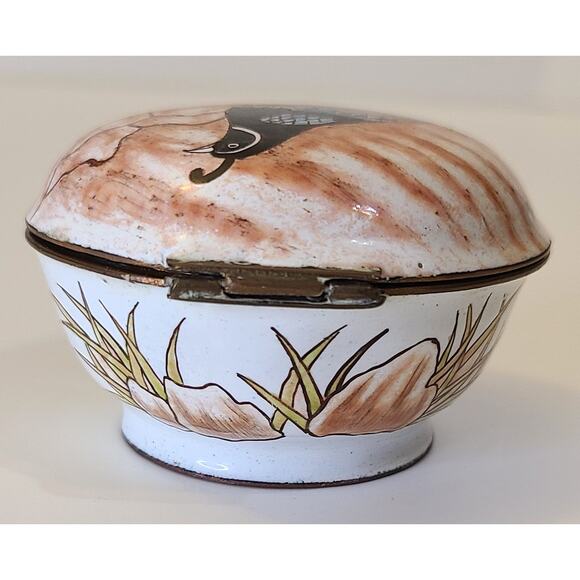Chinemel Bill Yee Handpainted Porcelain Enamel on Copper Trinket Box Quail - Picture 7 of 8